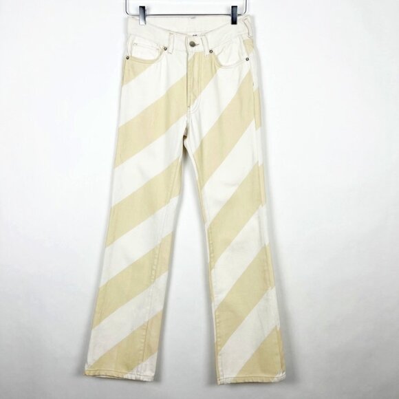 H&M Studio Collection Straight Slim Jeans. Light Beige Striped. Size 2 - Picture 14 of 15
